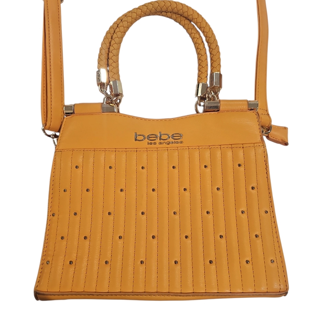 Bebe Aliyah stud micro shopper cross body shopper camel EUC